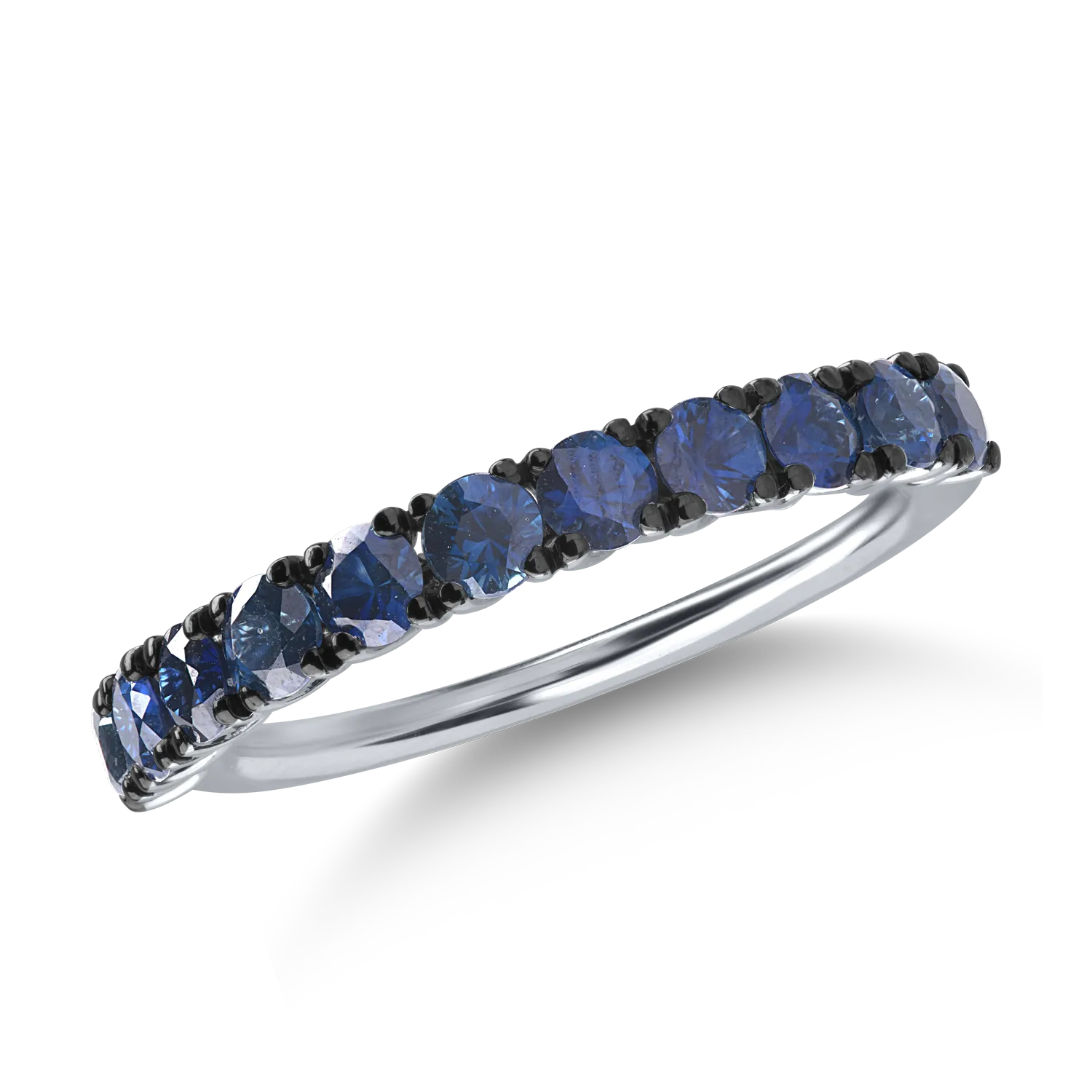 Half eternity ring in white gold with 1.13ct sapphires
