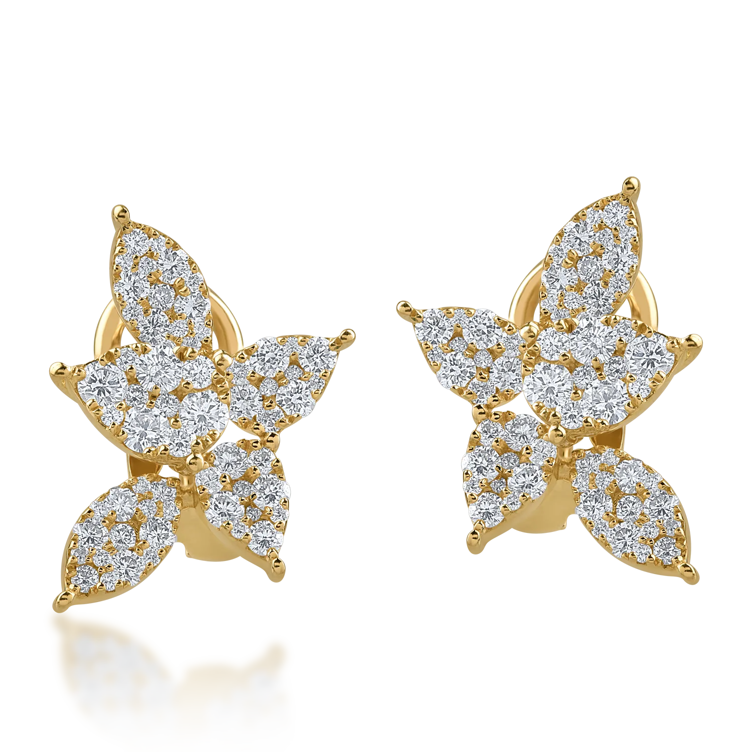 Cercei din aur galben cu diamante de 1.12ct