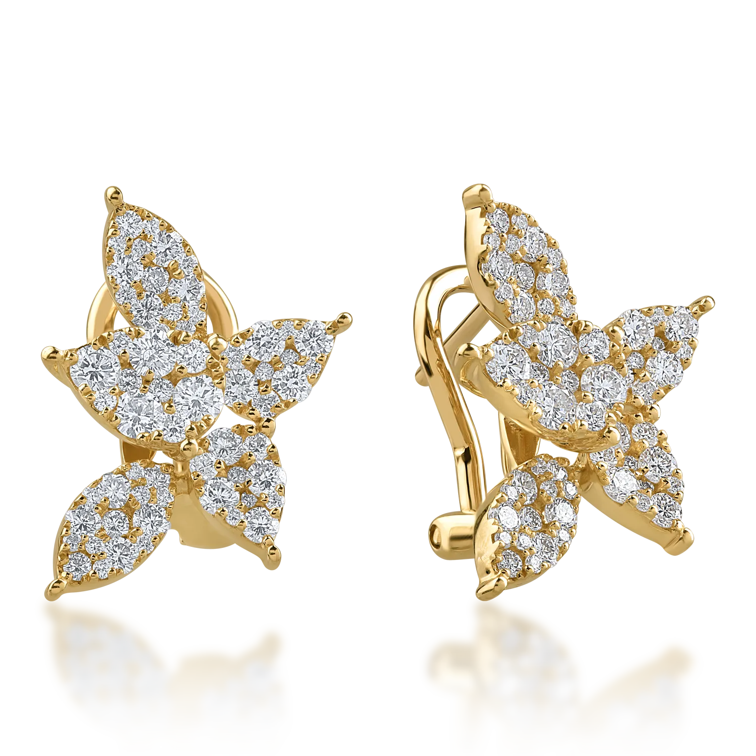 Cercei din aur galben cu diamante de 1.12ct