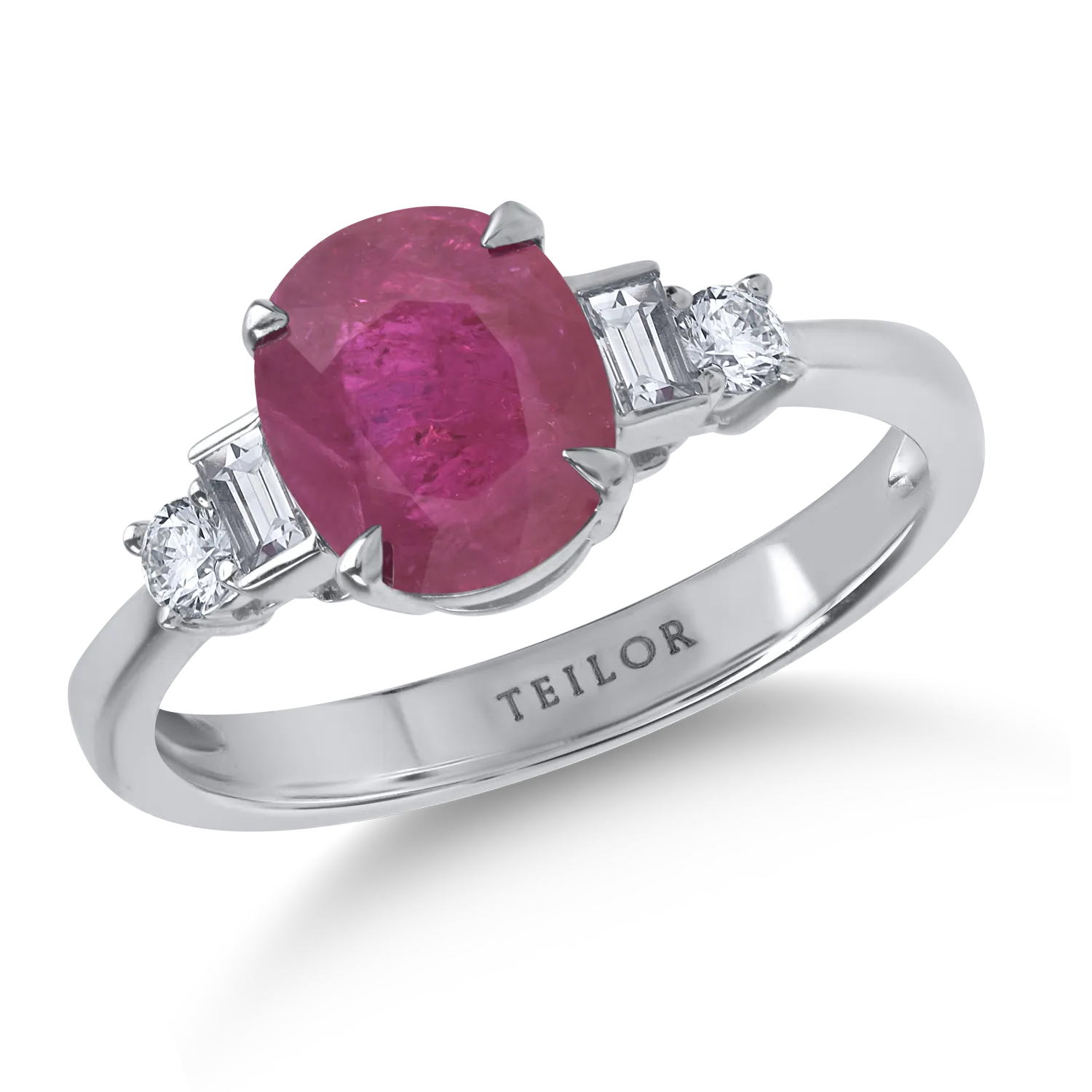 White gold ring with 2.03ct ruby and 0.26ct diamonds
