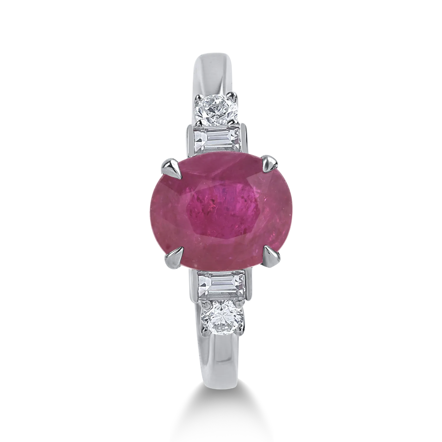 Inel din aur alb cu rubin de 2.03ct si diamante de 0.26ct
