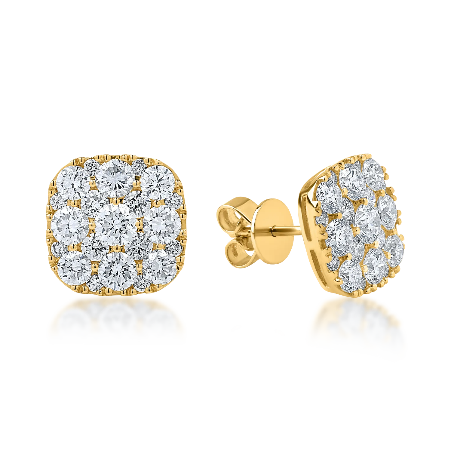 Sárga arany fülbevaló 2.41ct gyémántokkal