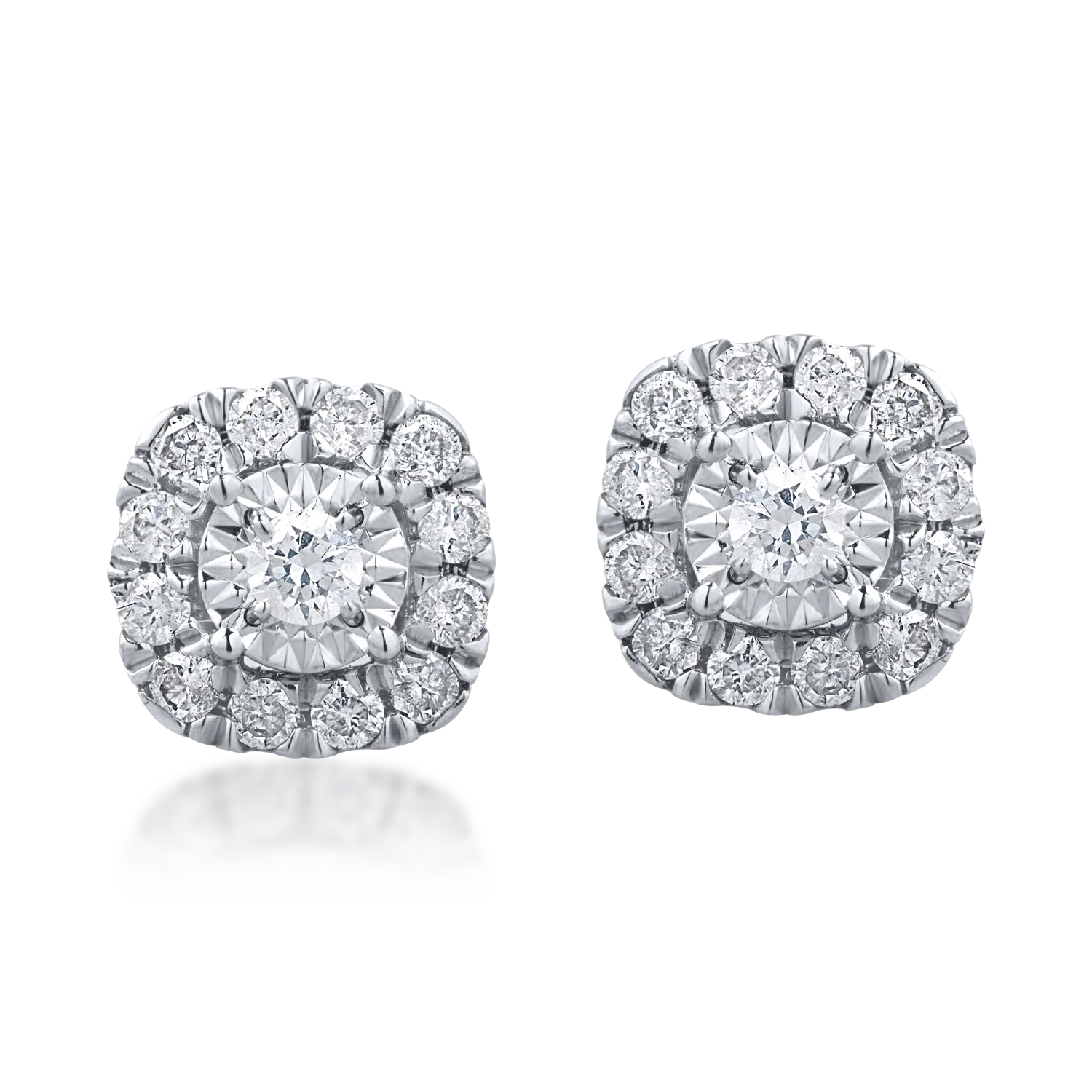 Fehérarany geometrikus fülbevaló 0.3ct gyémántokkal