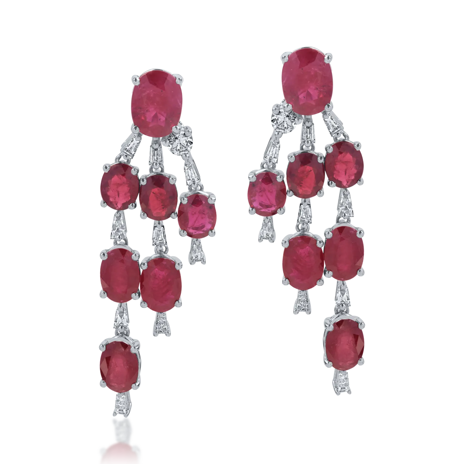 White gold earrings with 7.48ct rubies and 0.52ct diamonds
