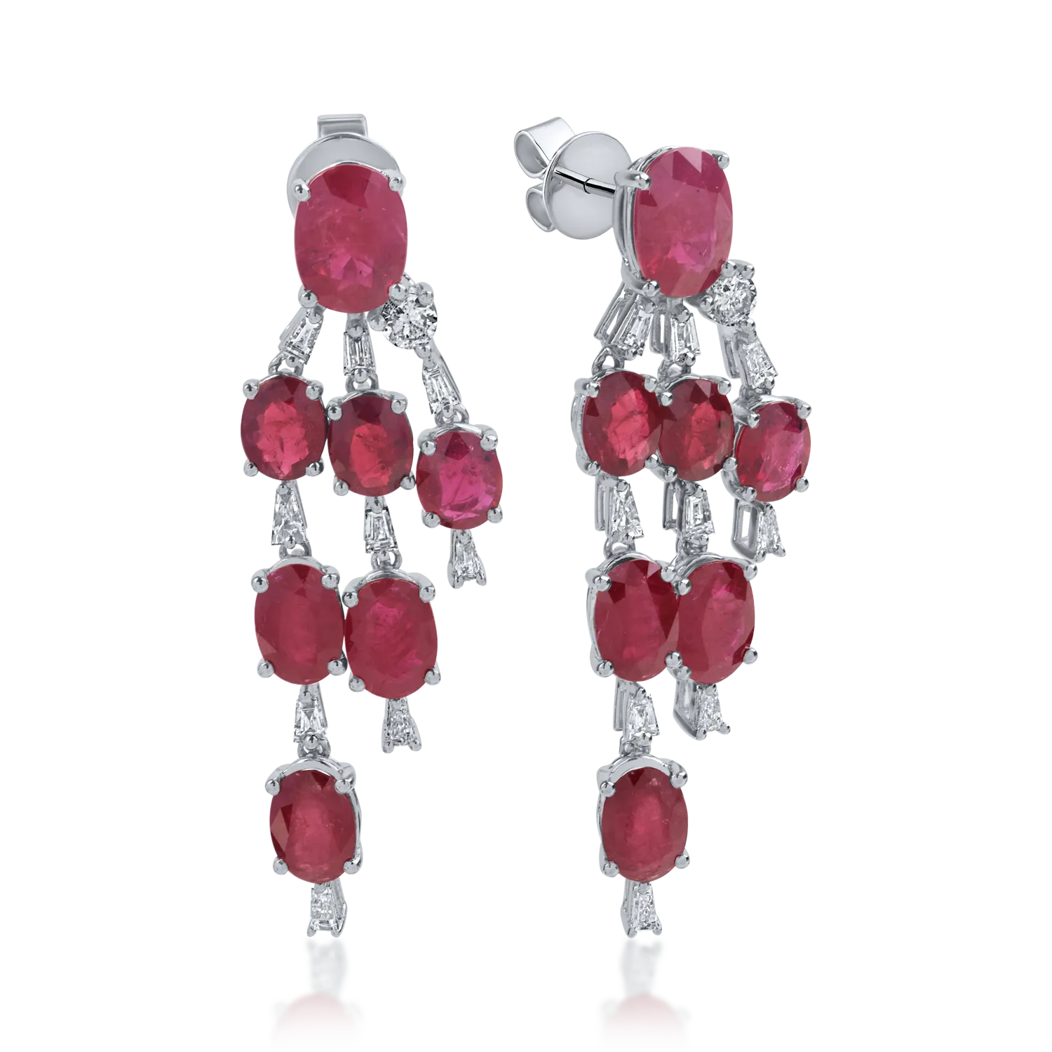 White gold earrings with 7.48ct rubies and 0.52ct diamonds