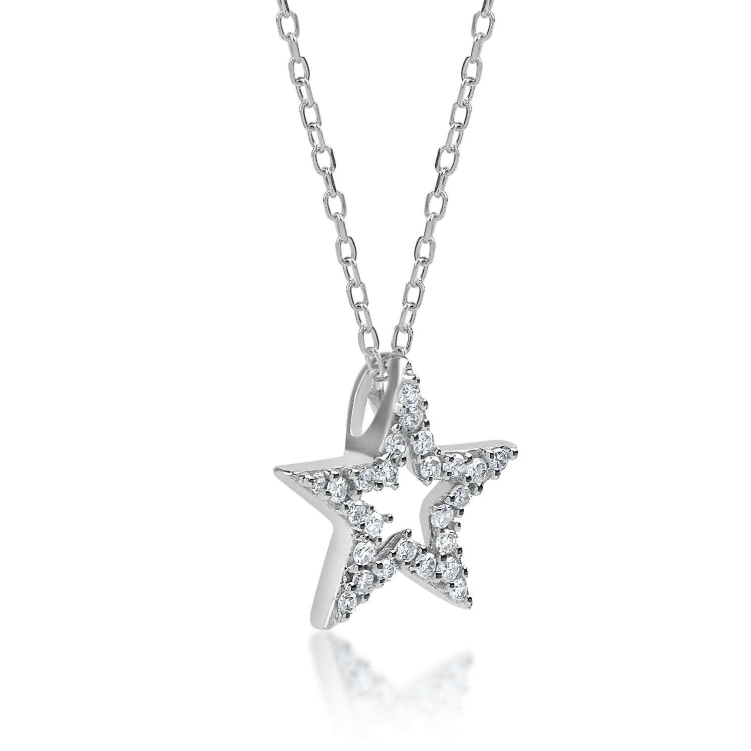 Колие с висулка от бяло злато с диаманти 0.07ct