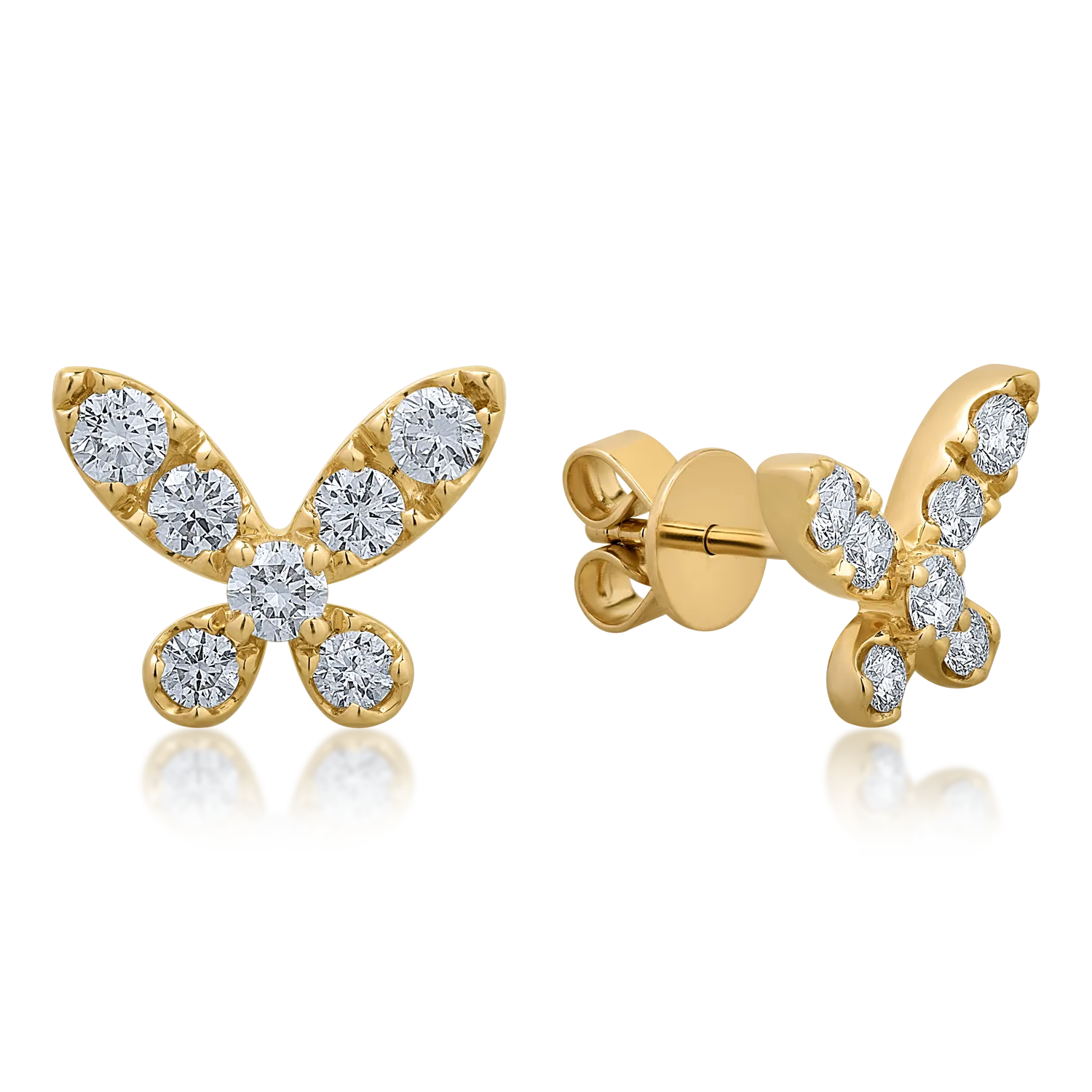 Cercei fluturi din aur galben cu diamante de 0.66ct