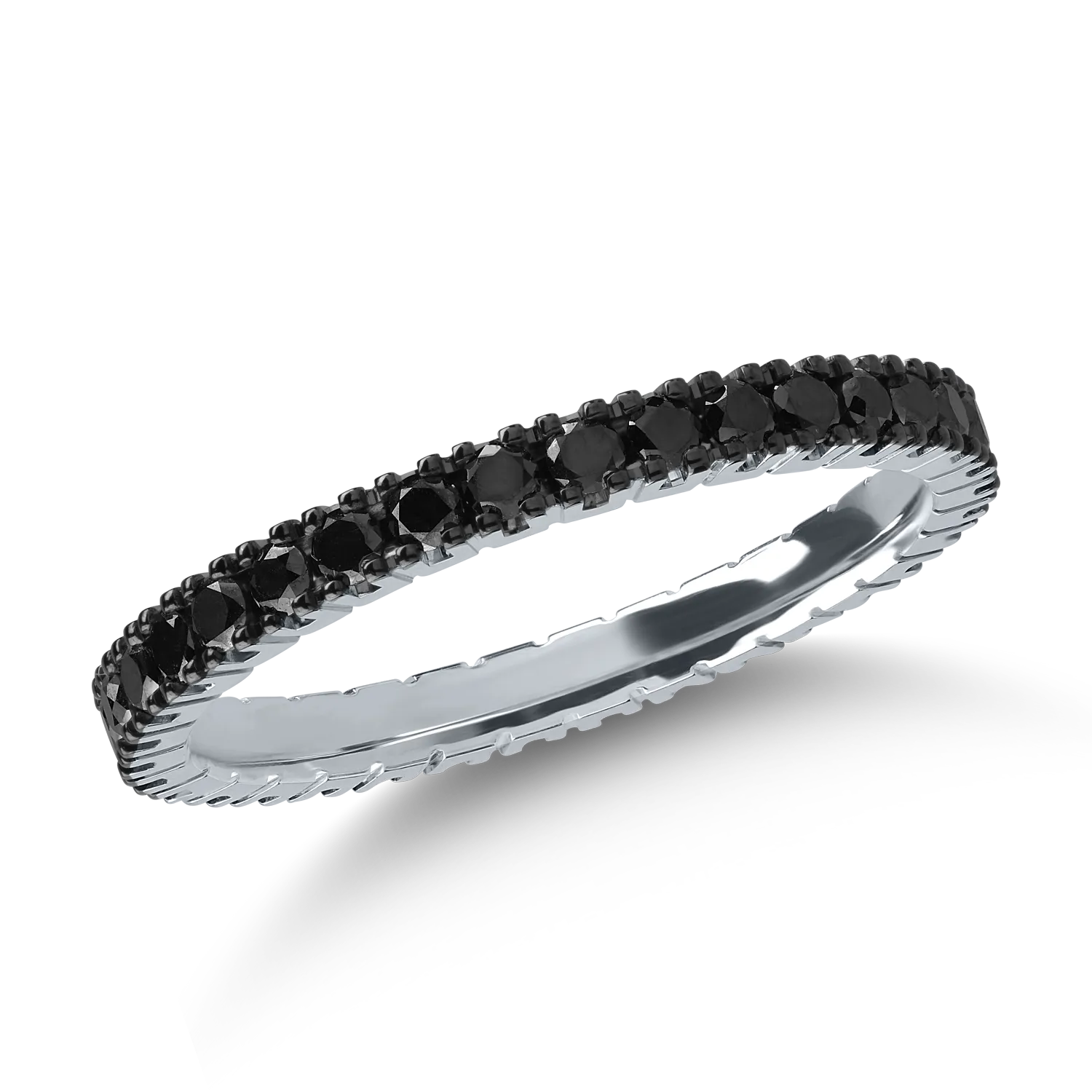 вечен пръстен от бяло злато с черни диаманти 0.7кт