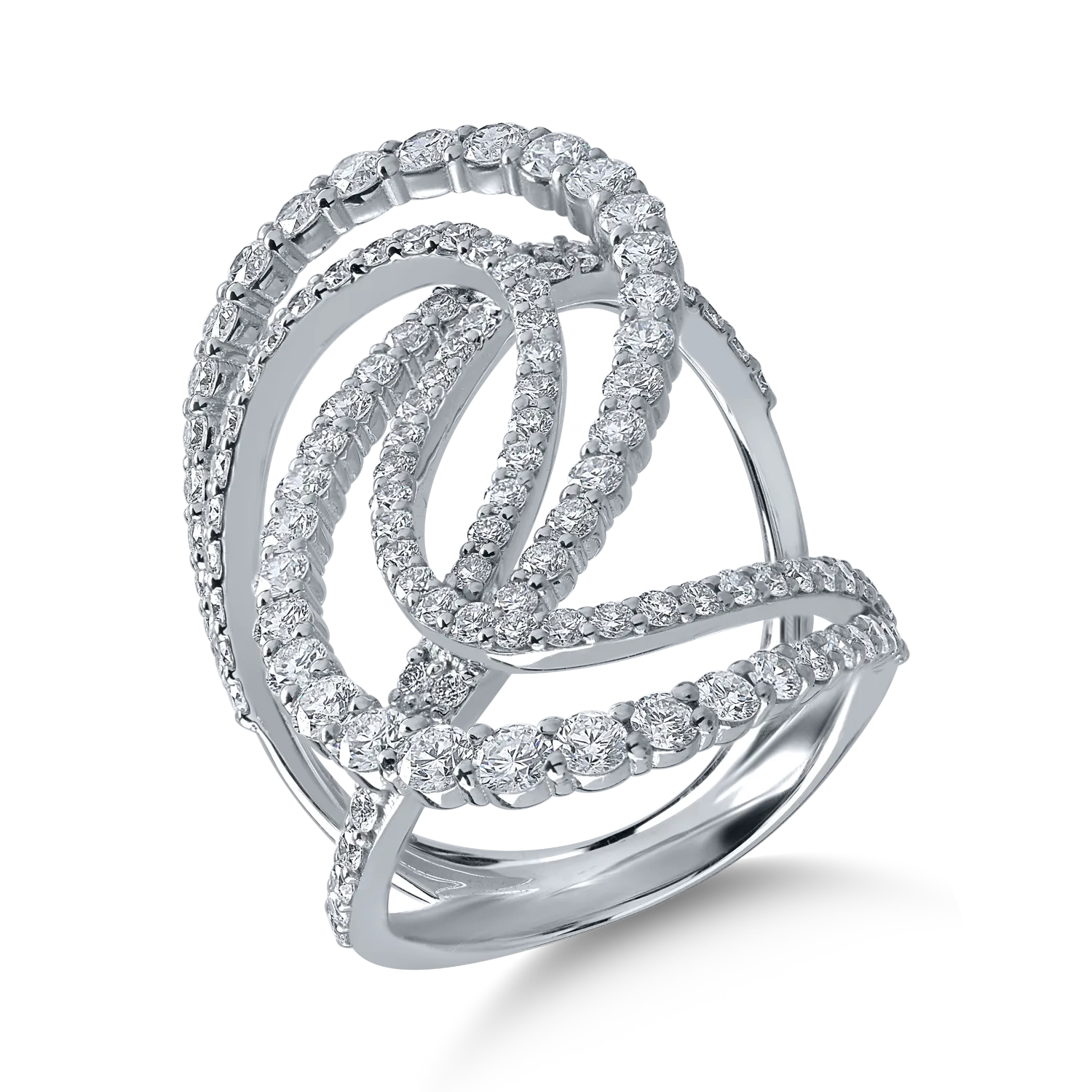 Fehér arany gyűrű 2.4ct gyémántokkal