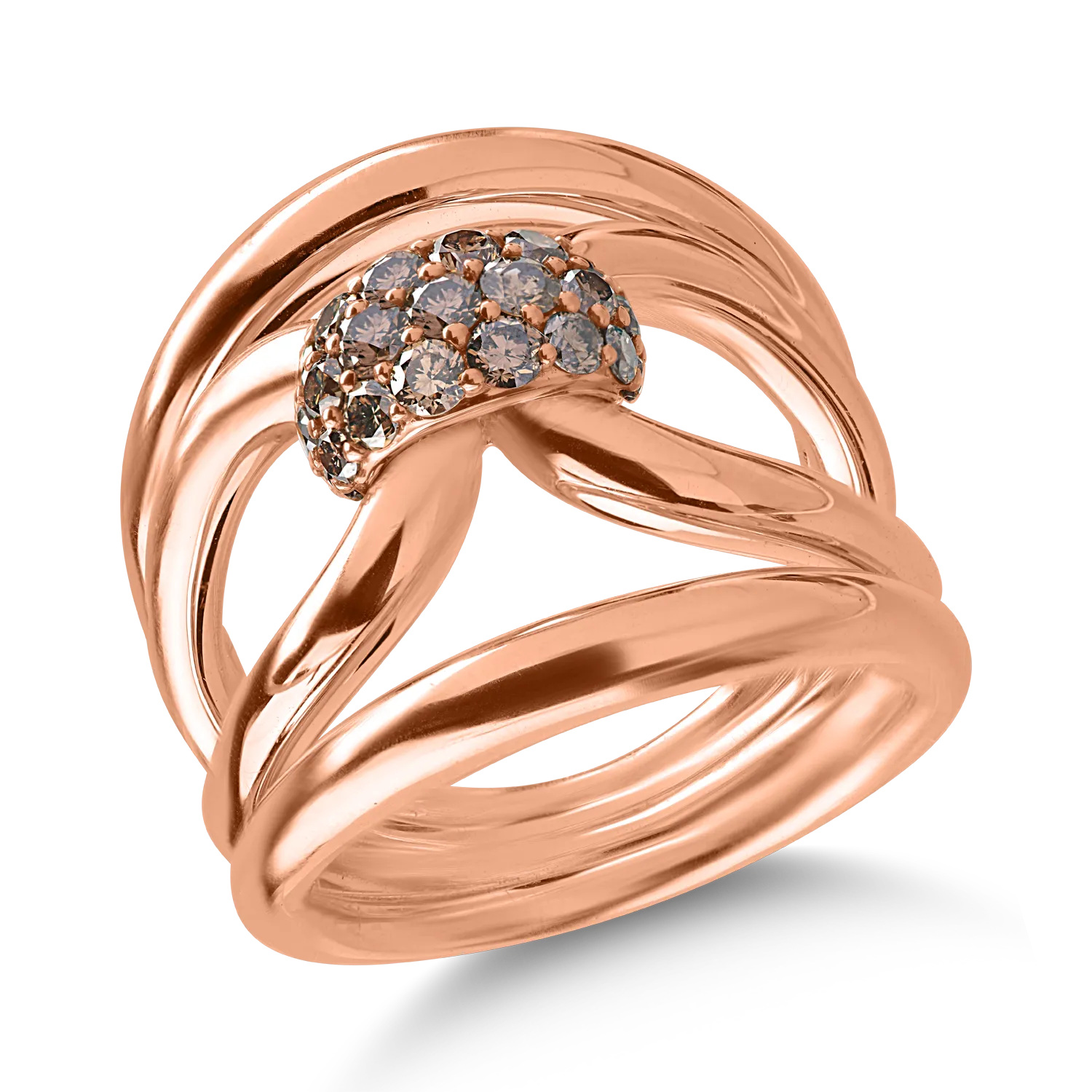 Rose gold ring with 0.76ct brown diamonds