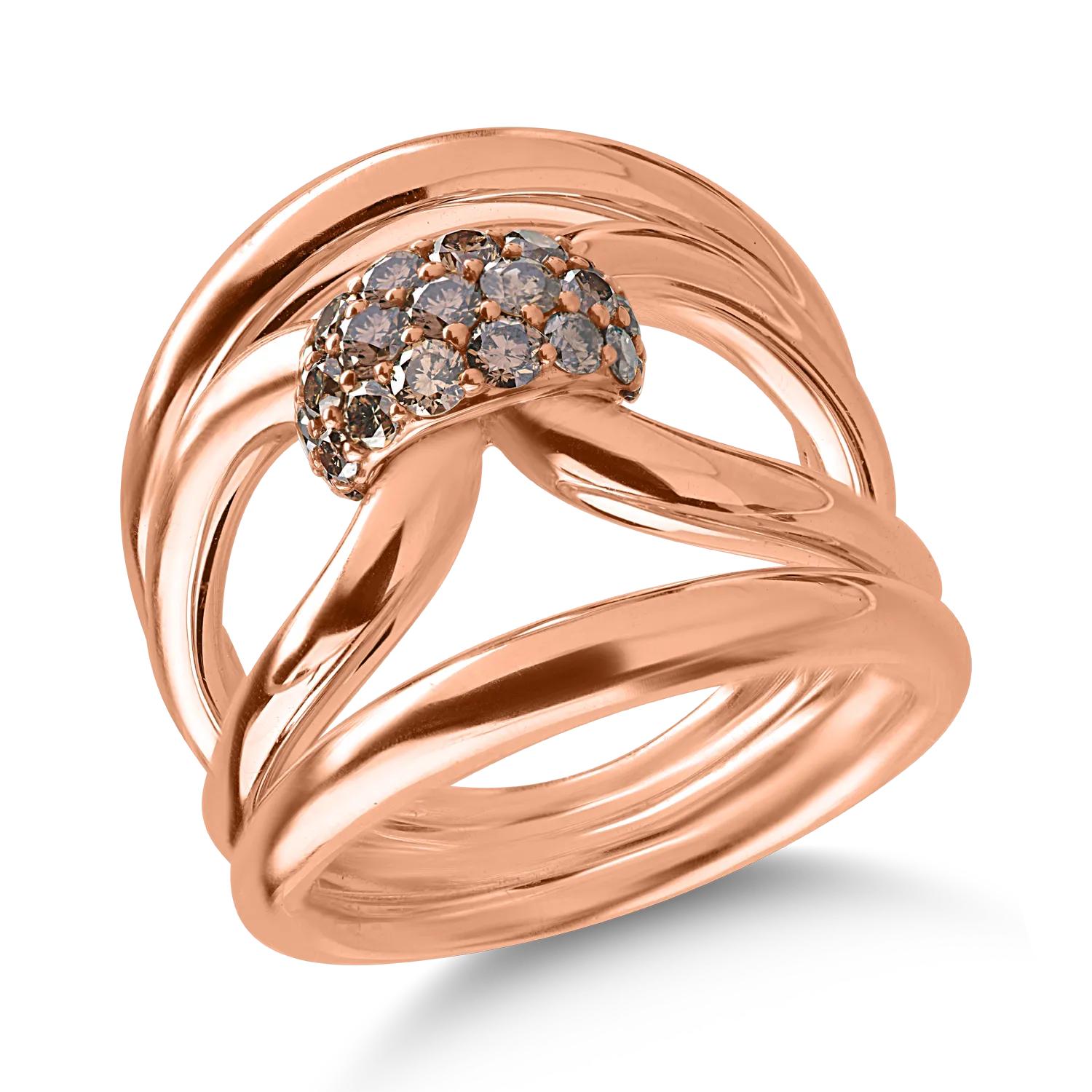 Rose gold ring with 0.76ct brown diamonds-153924