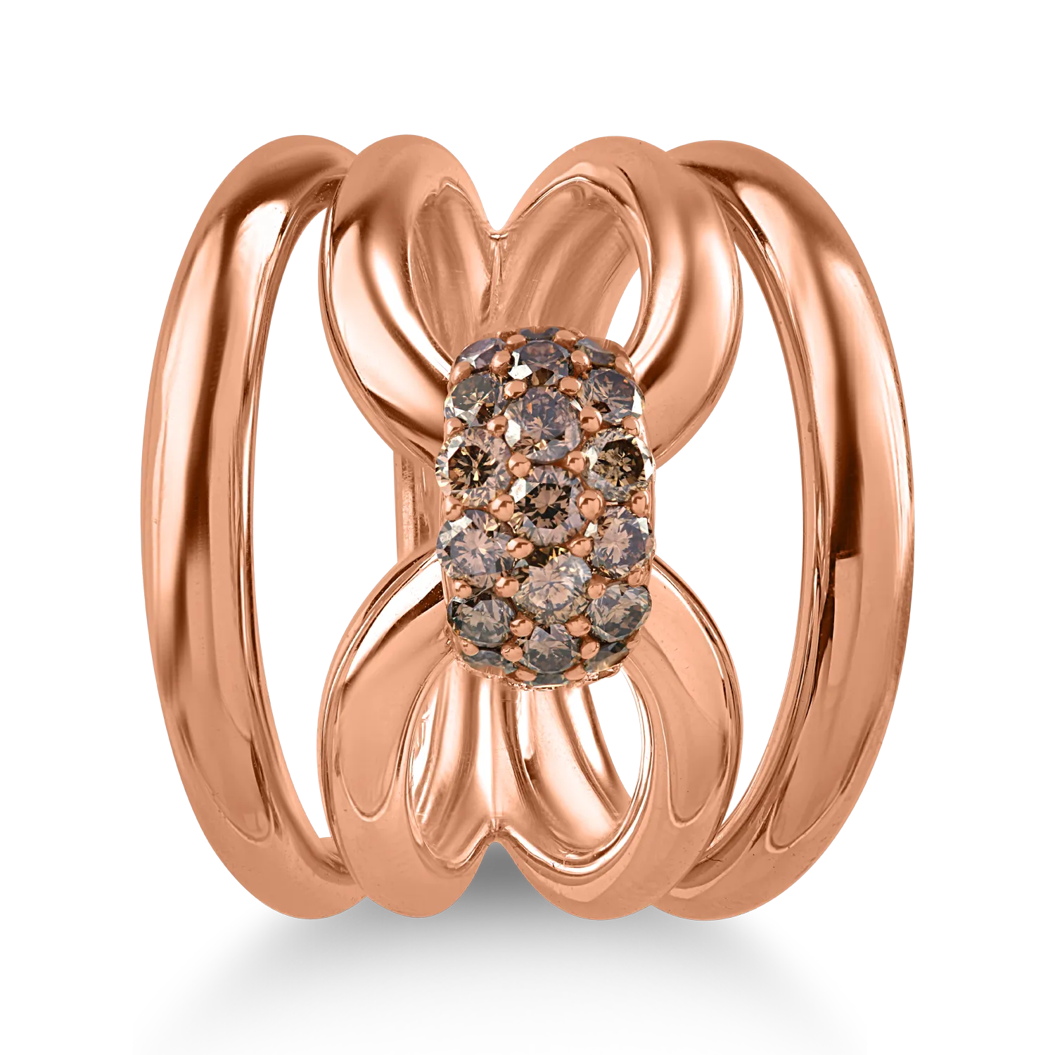 Inel din aur roz cu diamante maro de 0.76ct - imagine 2