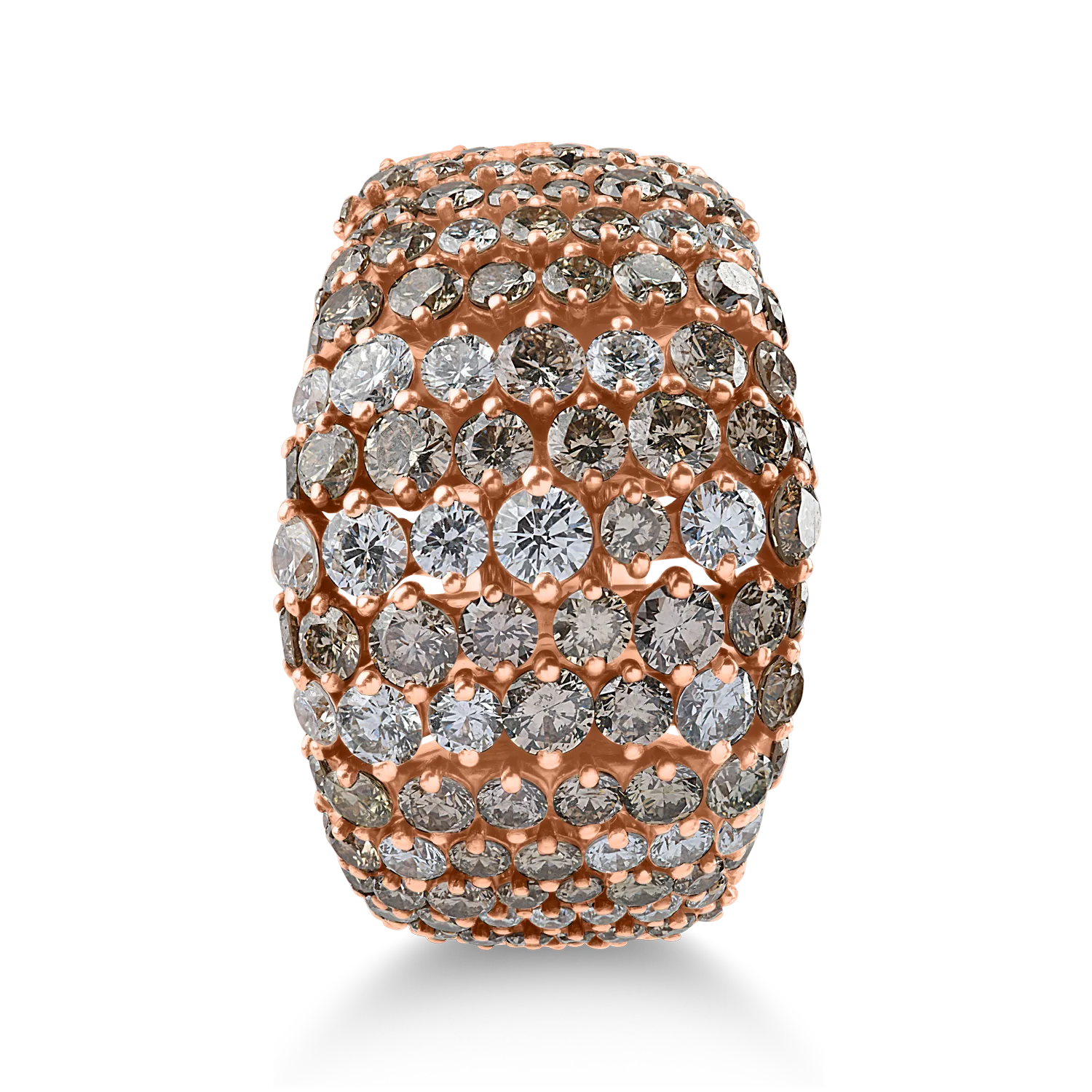 Пръстен от розово злато с 2.97кт кафяви диаманти и 1.22кт прозрачни диаманти