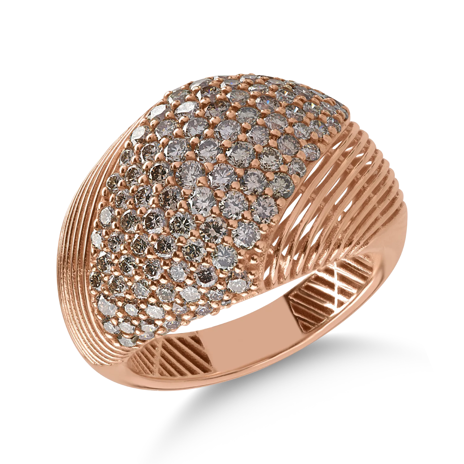 Rose gold ring with 1.93ct brown diamonds