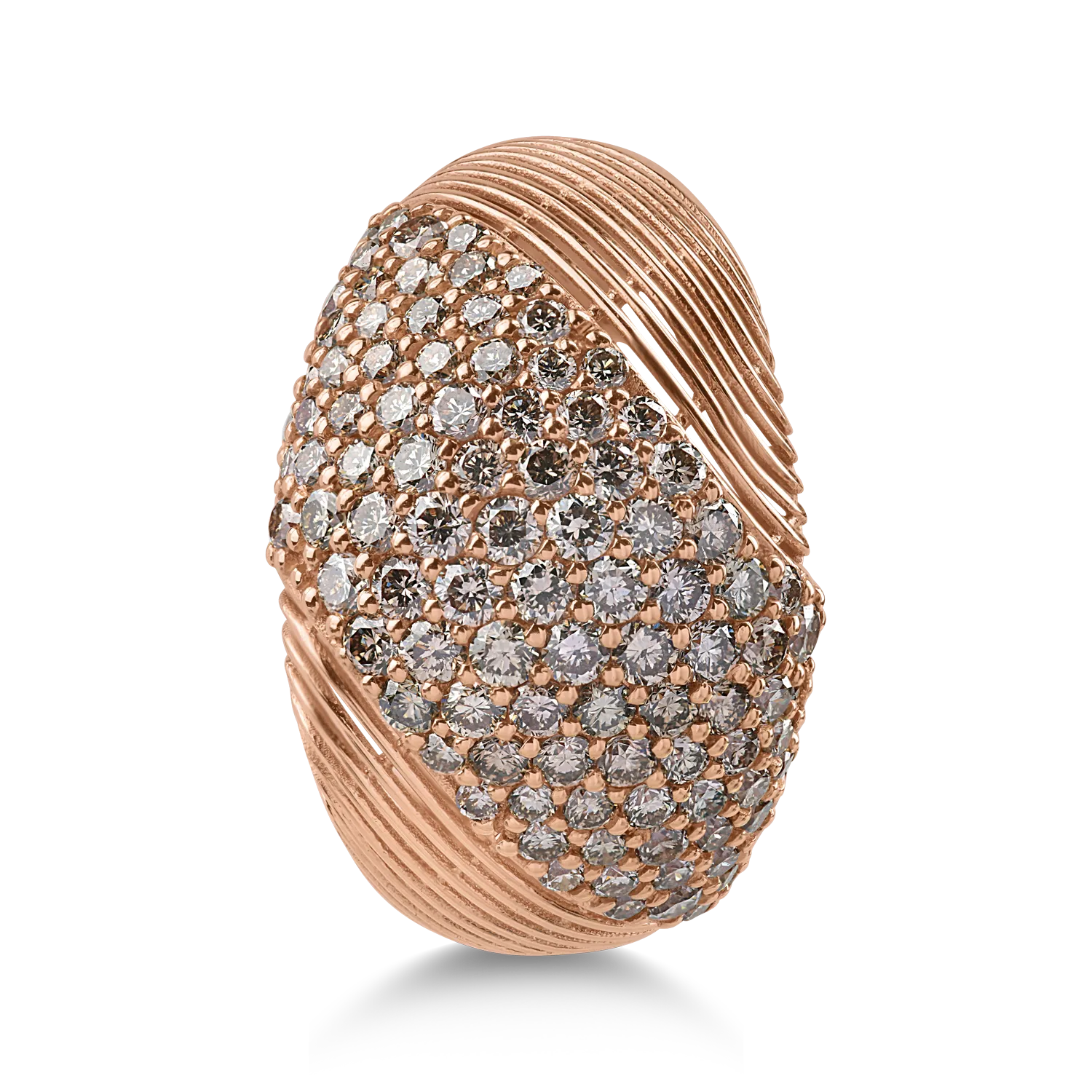 Rózsarany gyűrű 1.93ct barna gyémántokkal