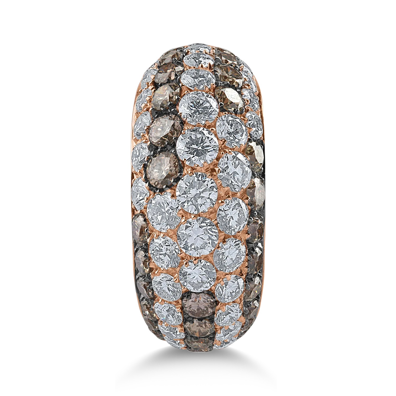 Пръстен от розово злато с 2.06кт прозрачни диаманти и 1.43кт кафяви диаманти