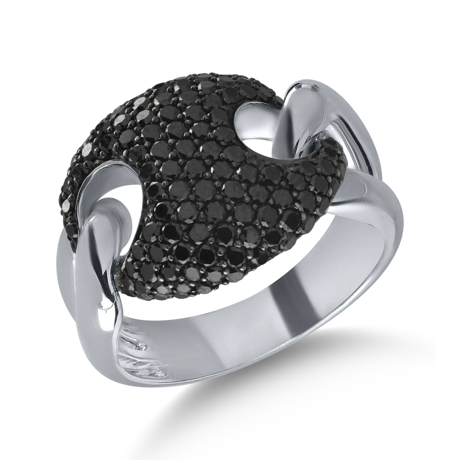 White gold ring with 1.55ct black diamonds