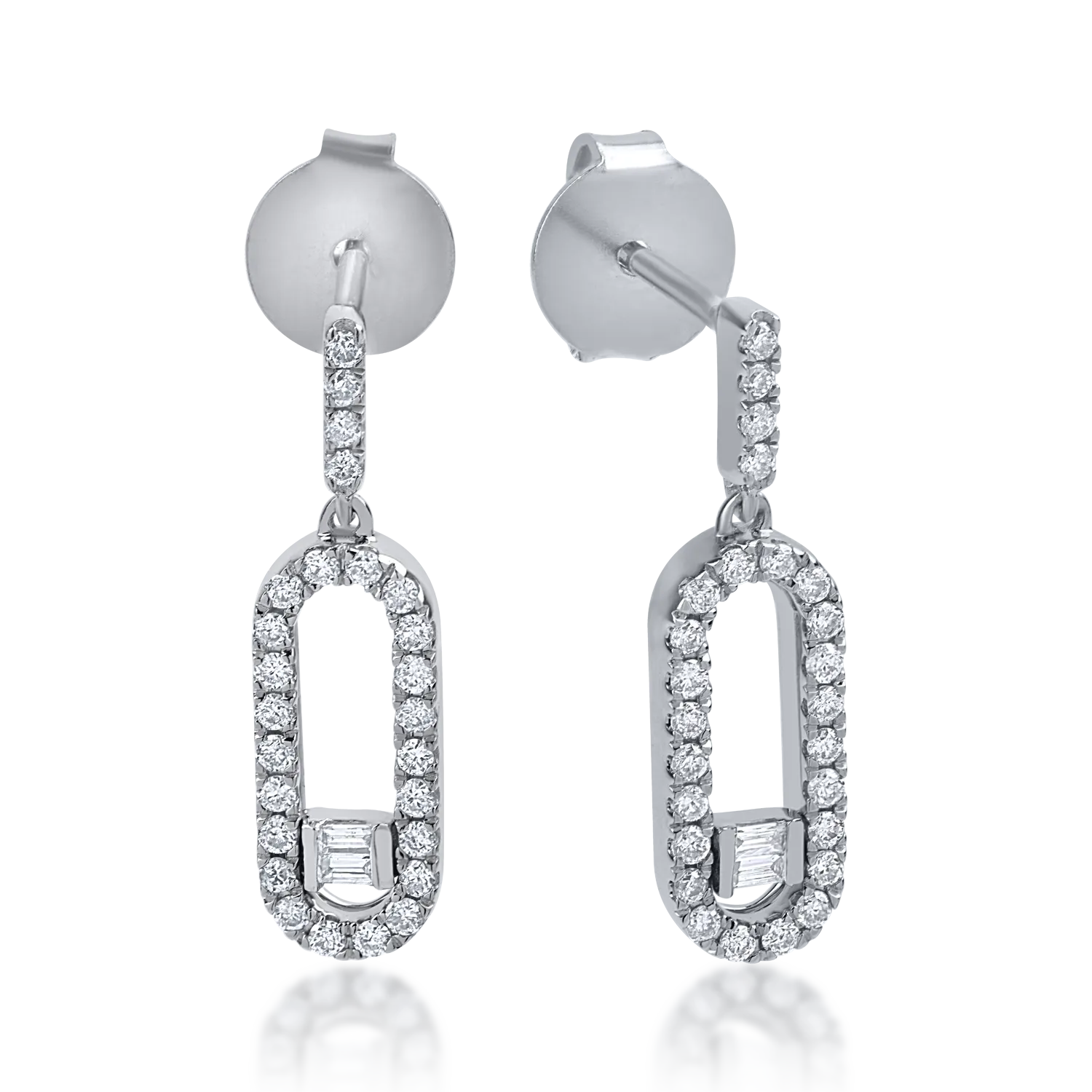 Teilor Cercei din aur alb cu diamante baguette si rotunde de 0.29ct