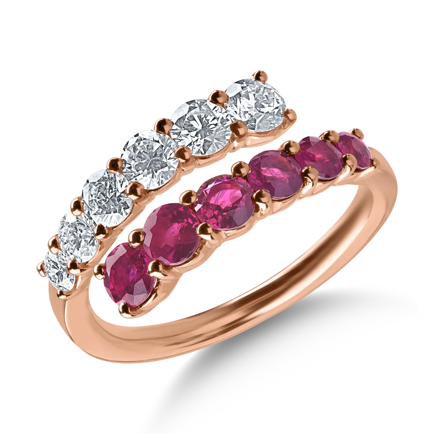 Rose gold ring with 1ct rubies and 0.73ct diamonds