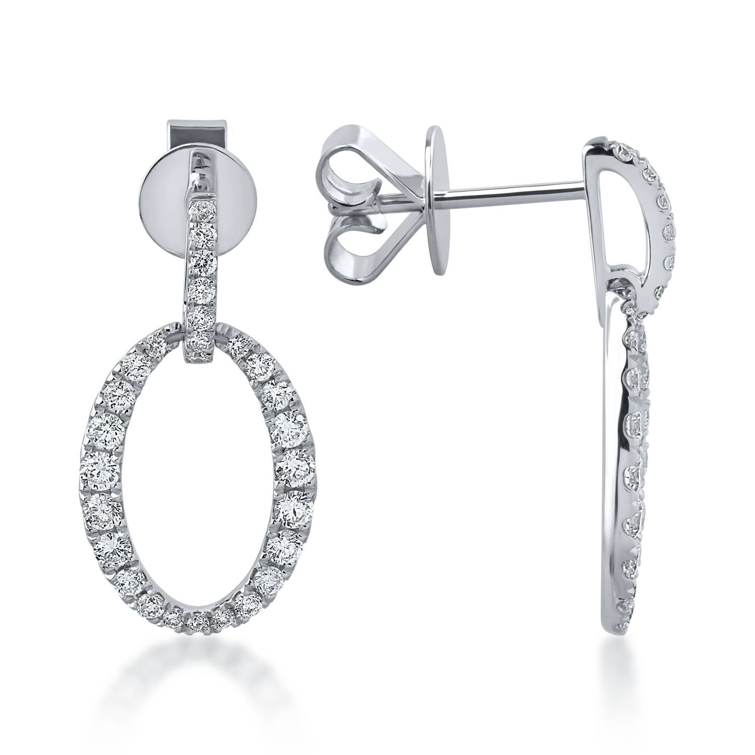 Fehér arany fülbevaló 0.68ct gyémántokkal