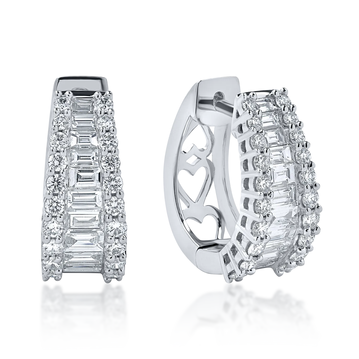 Fehér arany fülbevalók 1.7ct mikrobeállítású gyémánttal