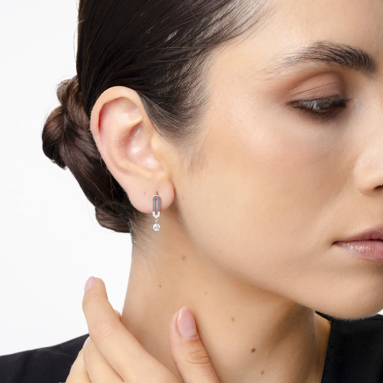 Fehér arany fülbevaló 0.42ct gyémánttal
