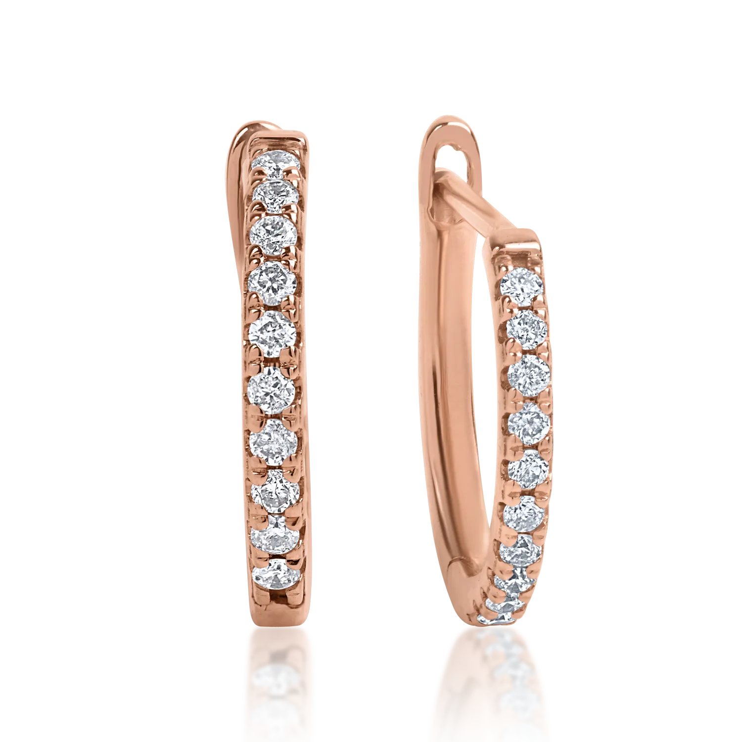 Cercei din aur roz cu diamante de 0.2ct