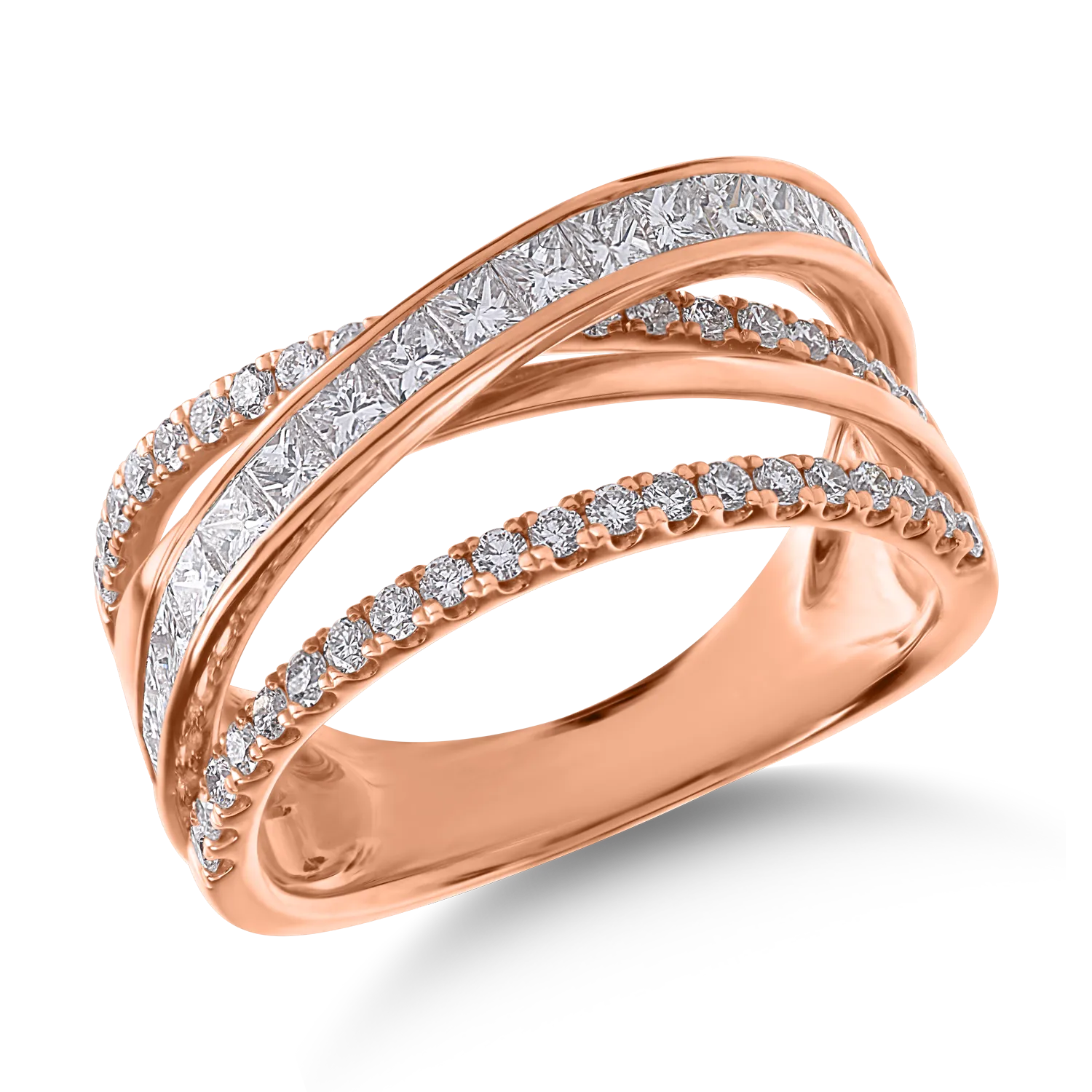 Teilor Inel din aur roz cu diamante de 1.23ct