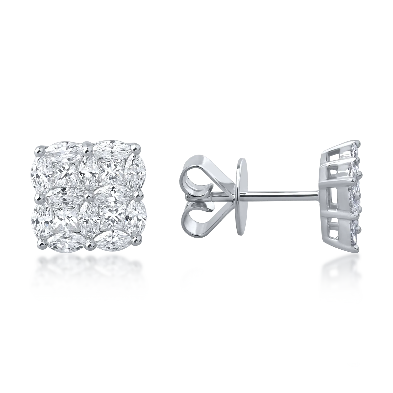 Обеци от бяло злато с диаманти 1.18ct