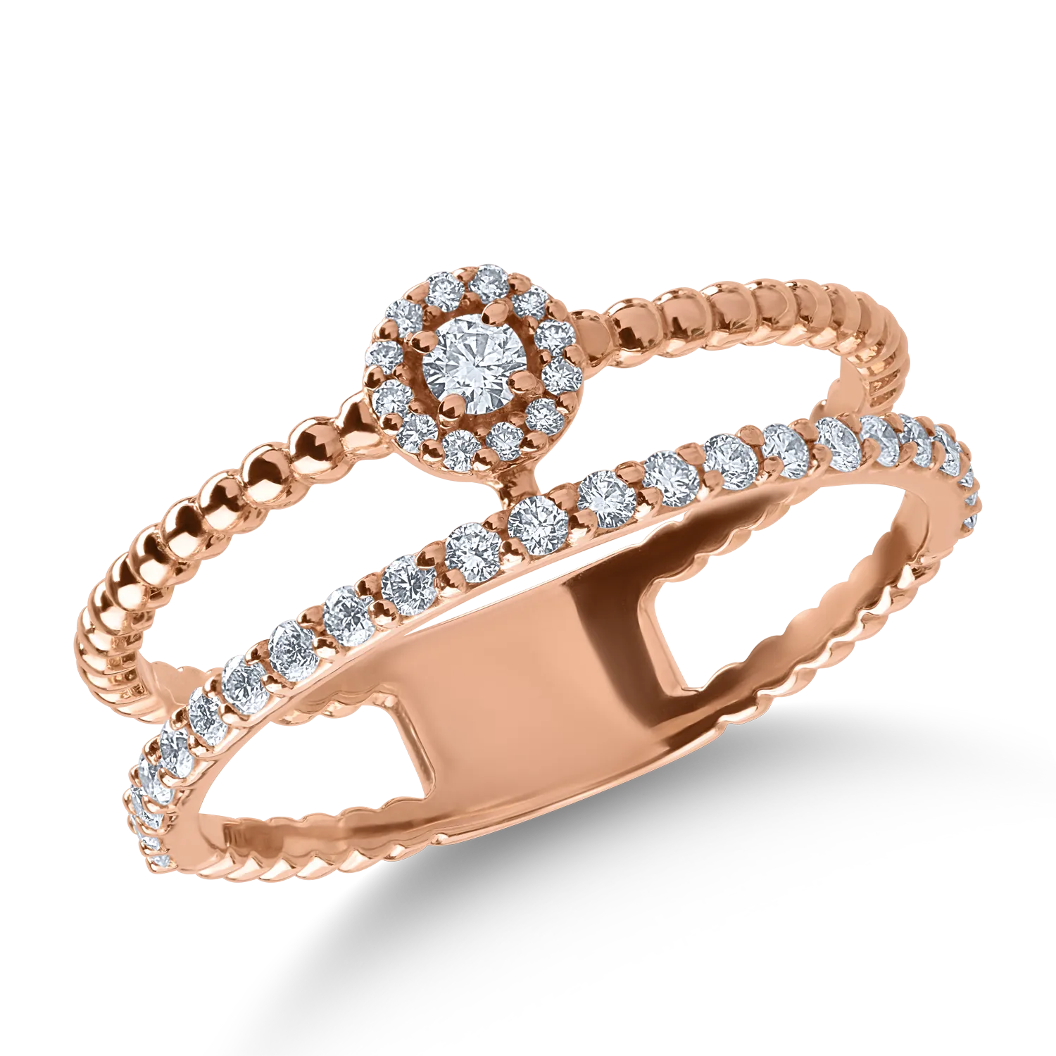 Inel din aur roz cu diamante de 0.28ct-154133