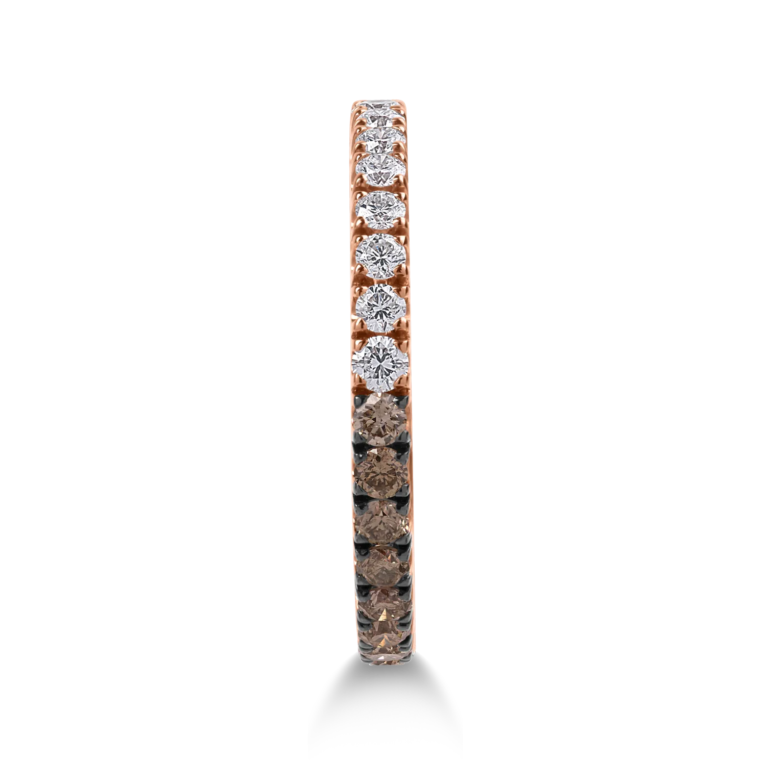 Inel semi eternity din aur roz cu diamante maro de 0.3ct si diamante transparente de 0.25ct