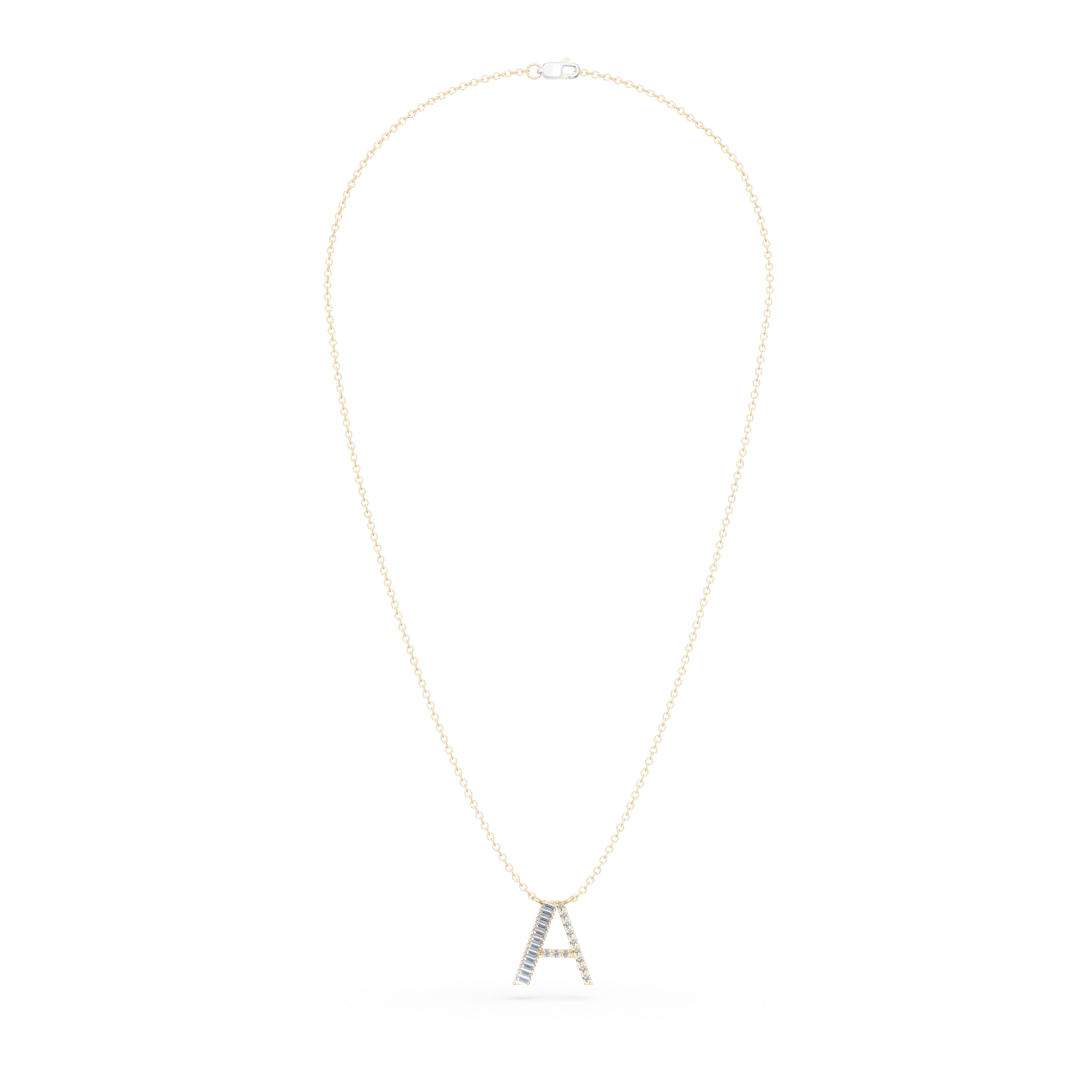 Yellow gold A initial pendant necklace with 0.24ct diamonds