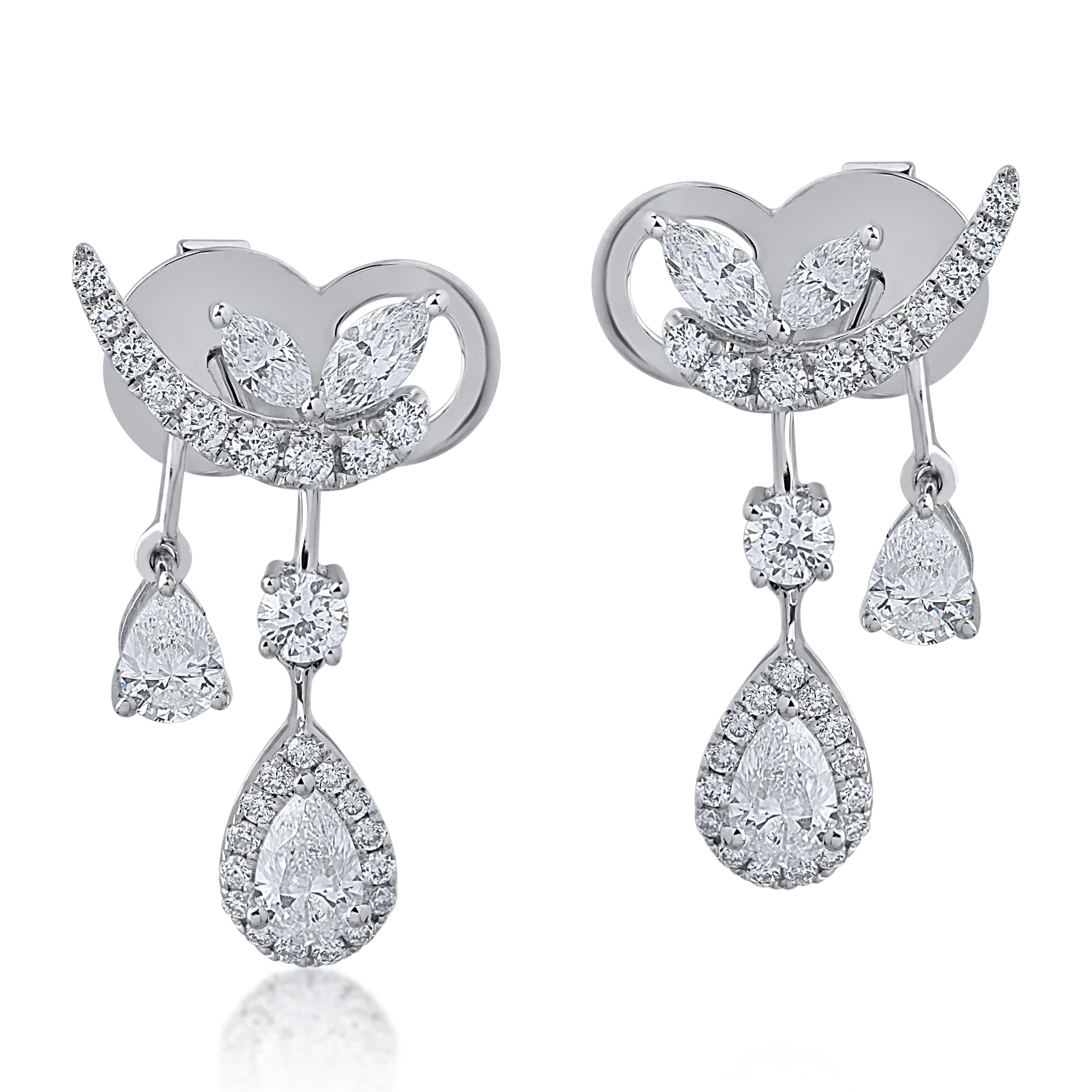 White gold earrings with 1.68ct diamonds