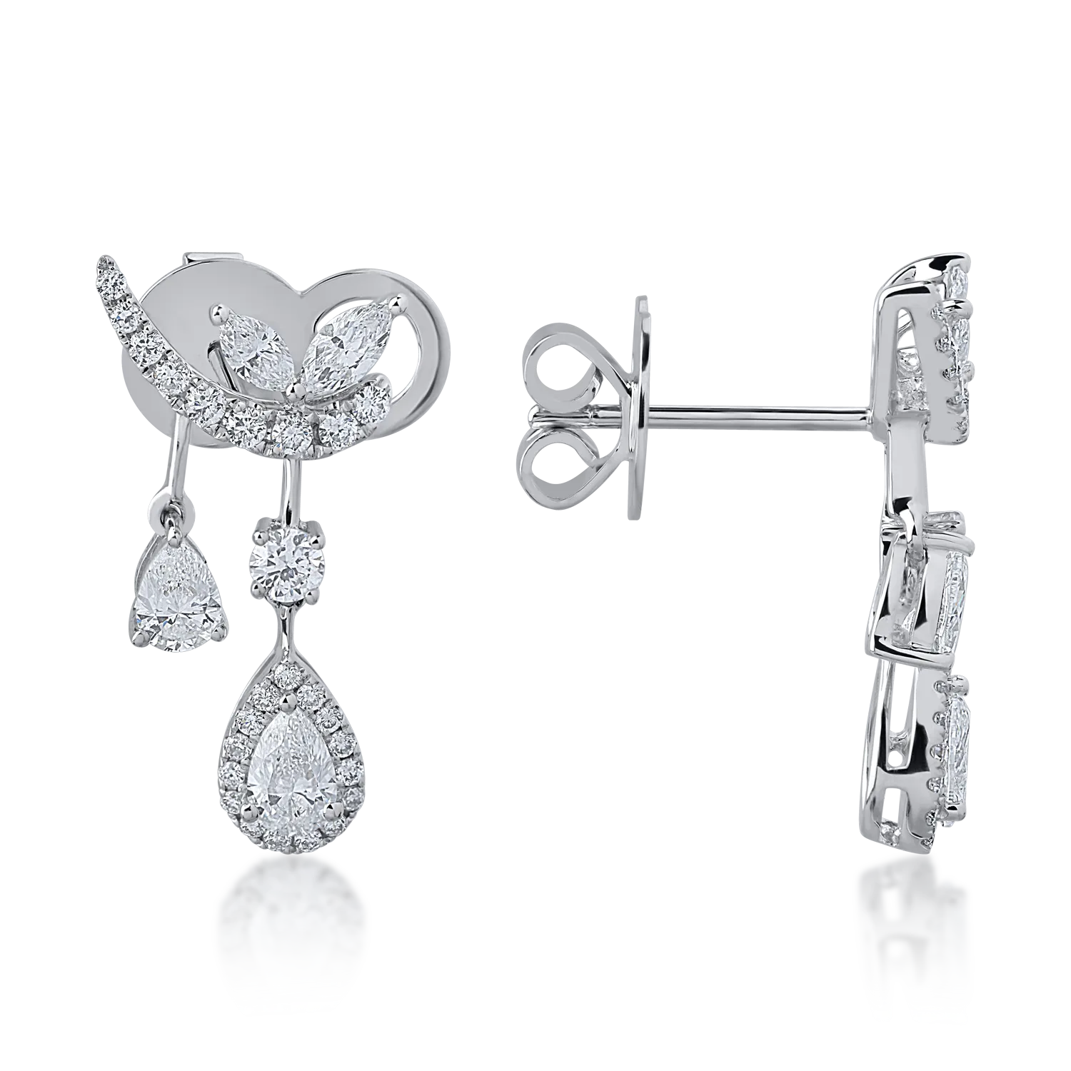 Cercei din aur alb cu diamante de 1.68ct