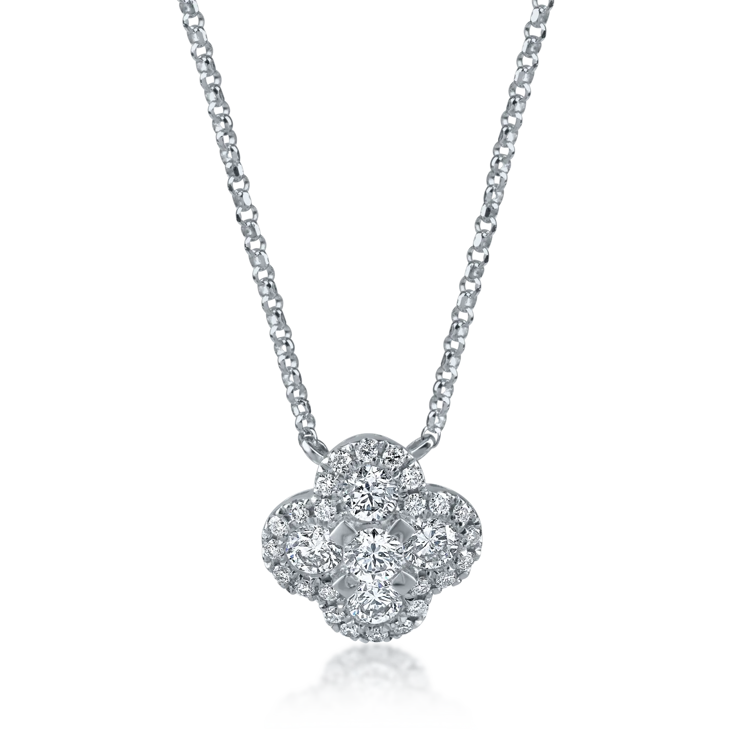 Teilor Lant cu pandantiv din aur alb cu diamante de 0.61ct