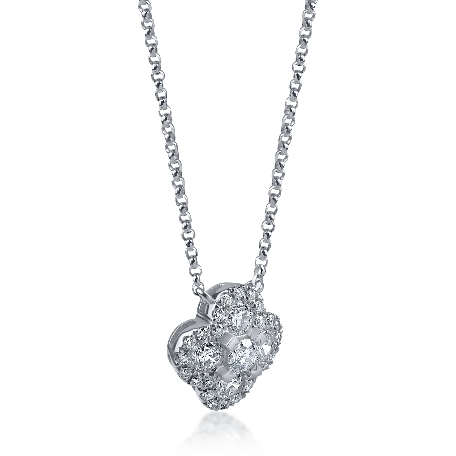 Lant cu pandantiv din aur alb cu diamante de 0.61ct
