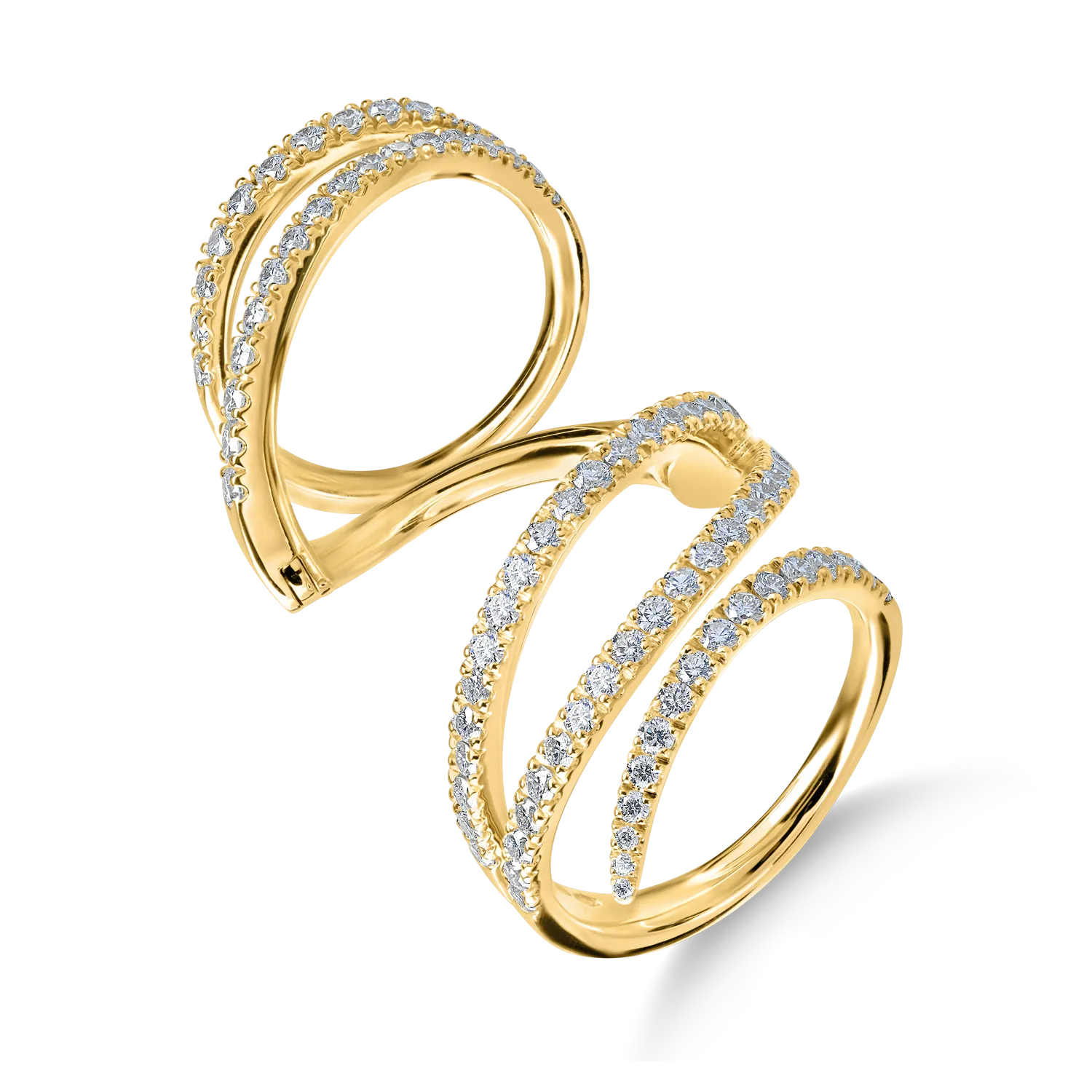 Пръстен от жълто злато с 1.5кт микровтвърдени диаманти