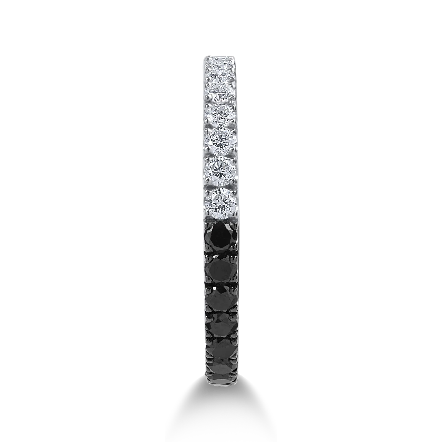 Inel semi eternity din aur alb cu diamante negre de 0.31ct si diamante transparente de 0.25ct