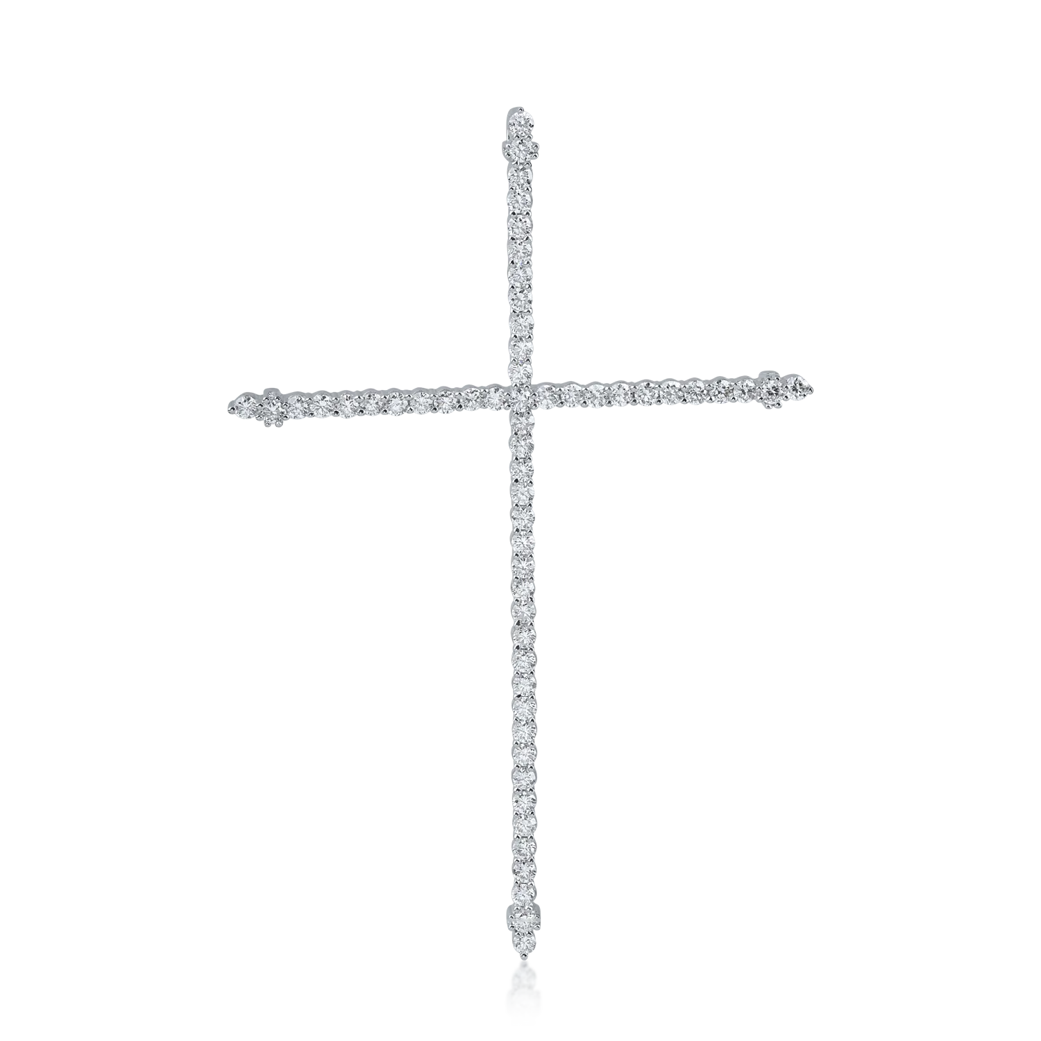 Krzyżyk z białego złota z diamentami o masie 1.92ct