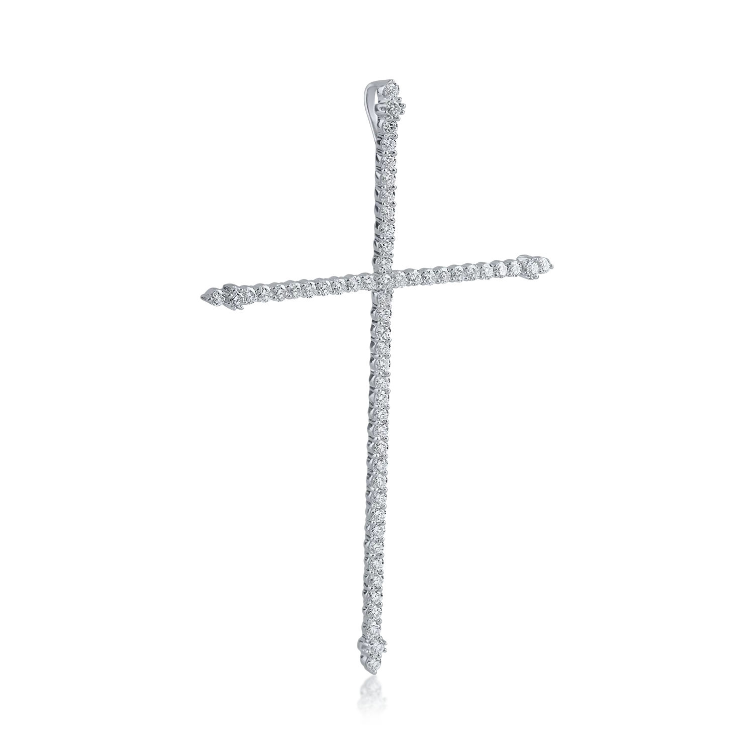 Pandantiv cruce din aur alb cu diamante de 1.92ct