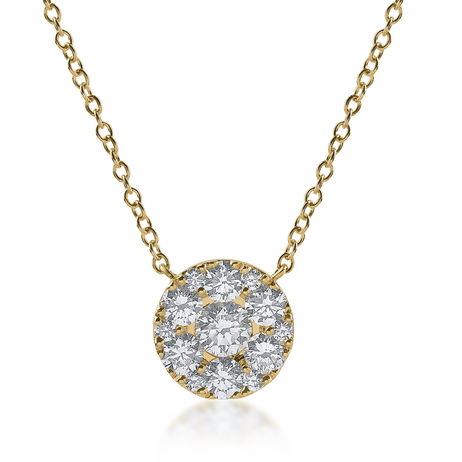 Yellow gold pendant necklace with 1.14ct diamonds