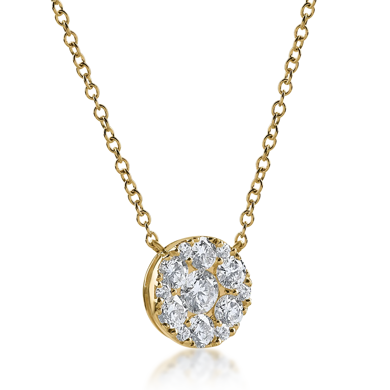 Yellow gold pendant necklace with 1.14ct diamonds
