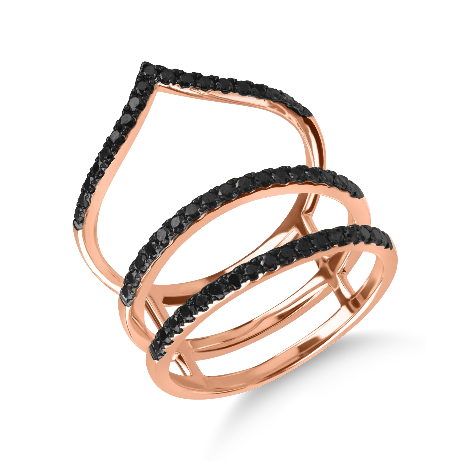 Inel din aur roz cu diamante negre microsetting de 0.5ct