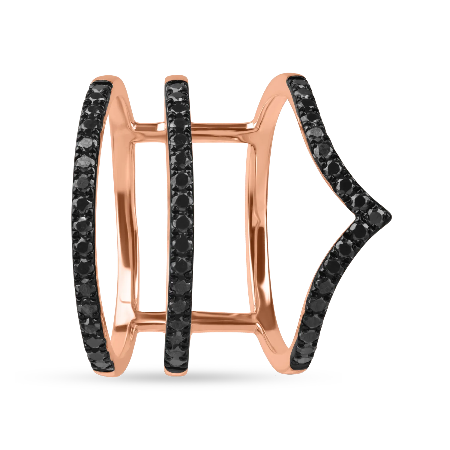 Inel din aur roz cu diamante negre microsetting de 0.5ct