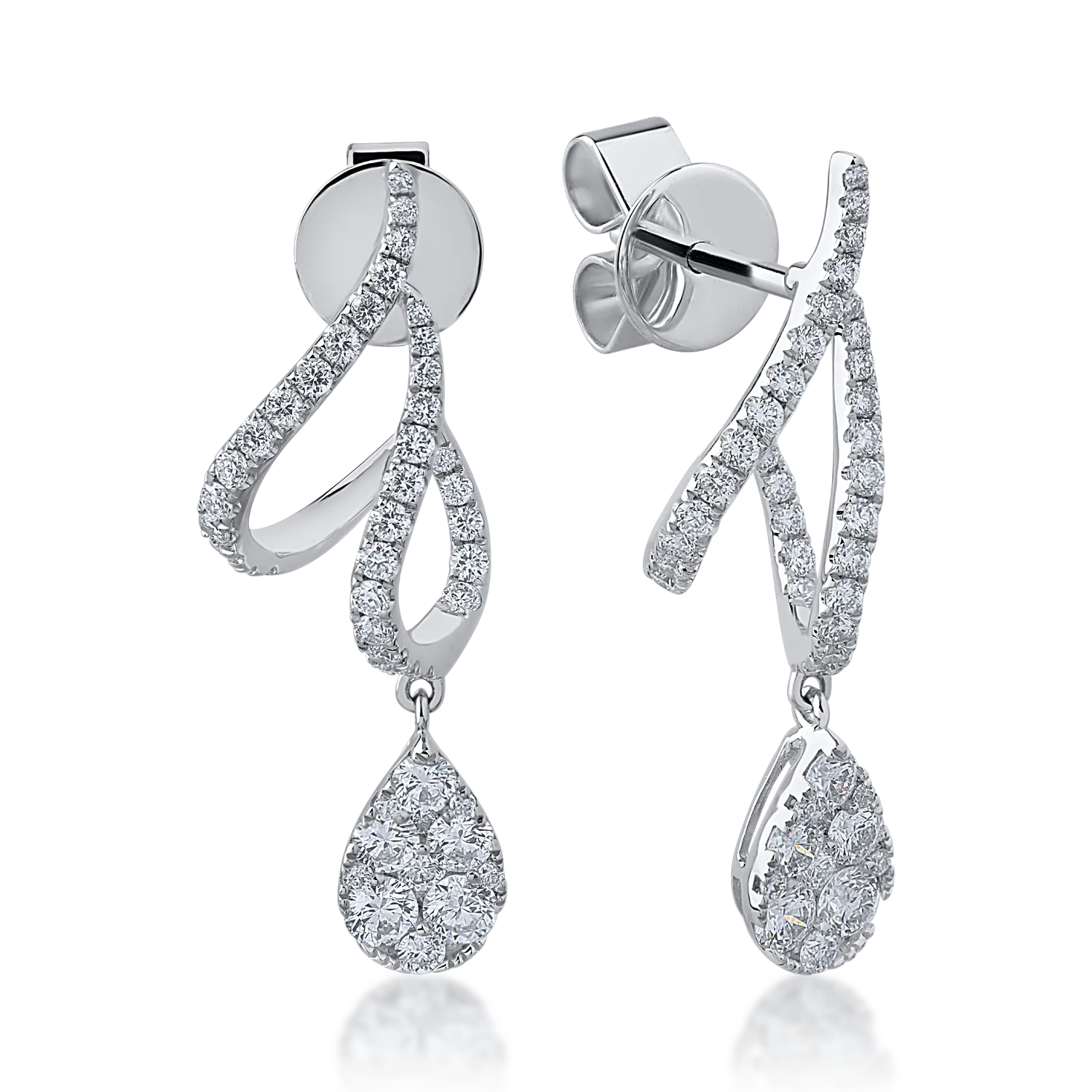 Fehér arany fülbevaló 1.27ct gyémántokkal