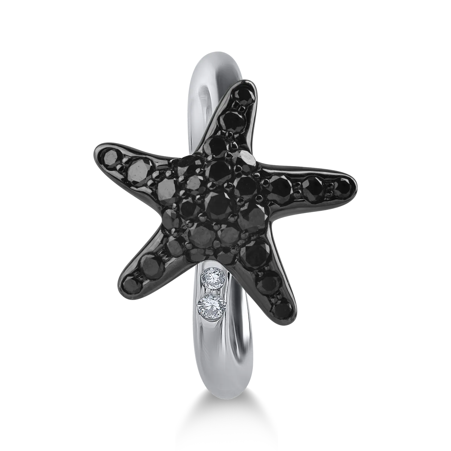 Inel din aur alb cu diamante negre de 0.59ct si diamante transparente de 0.03ct - imagine 2
