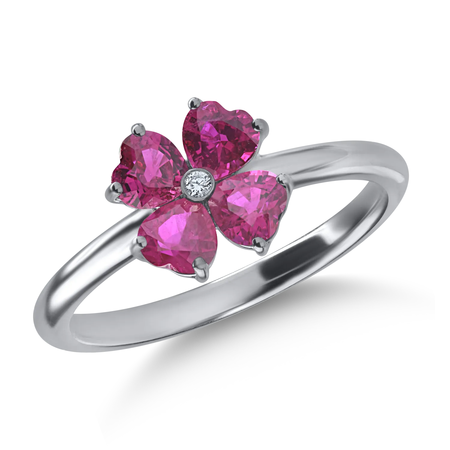 White gold ring with 1.12ct rubies and 0.01ct diamond