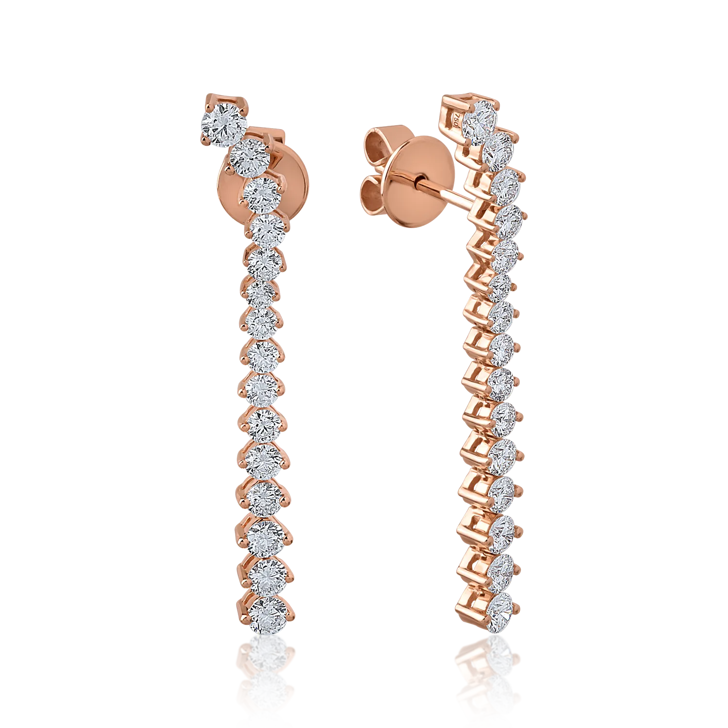 Rose gold earrings with 1.93ct diamonds