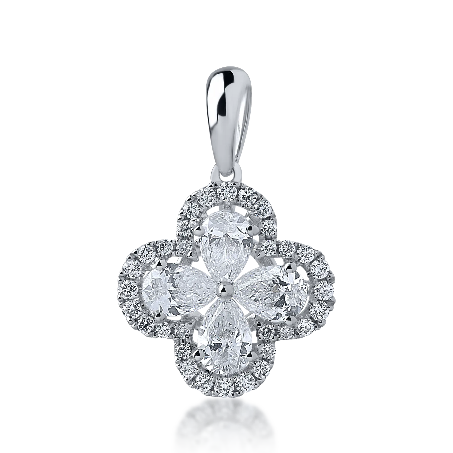 Pandantiv din aur alb cu diamante pear si rotunde de 0.67ct