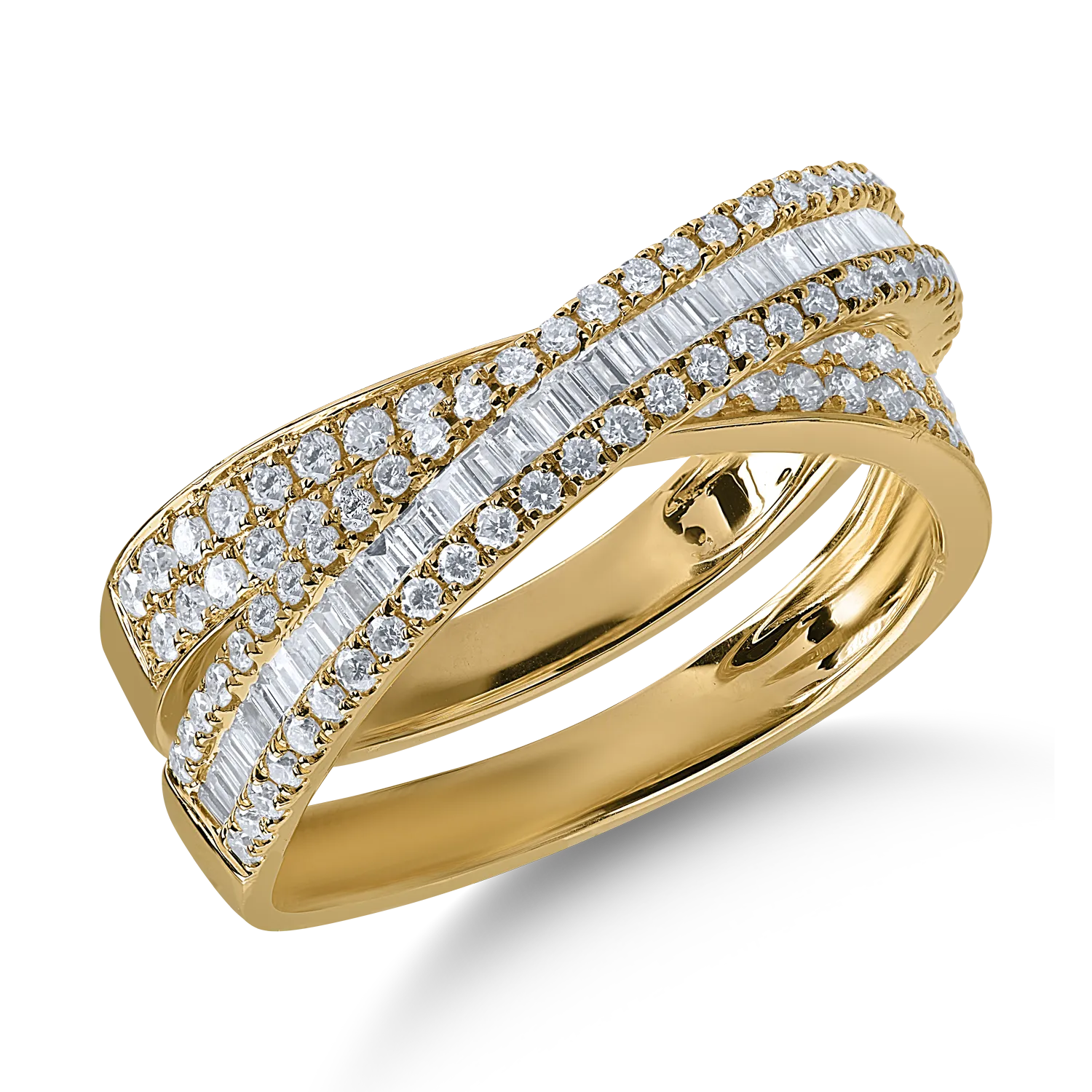 Sárga arany gyűrű 0.89ct gyémántokkal
